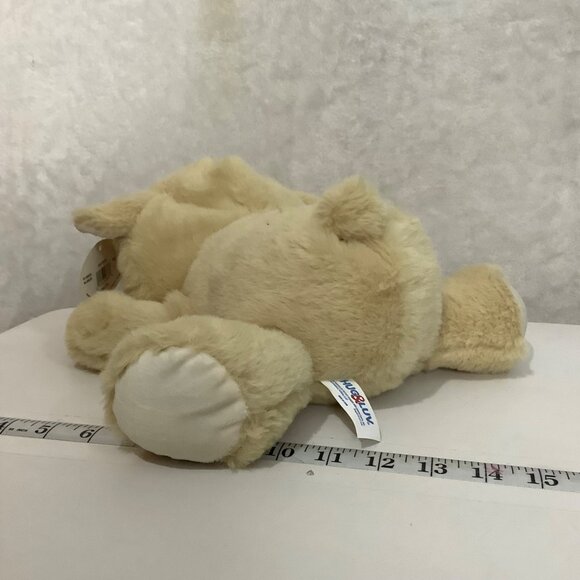 Hug & Luv Tan Plush Smiling Lamb Stuffed Animal Toy 11" Long NWT Hand Held - Picture 3 of 8